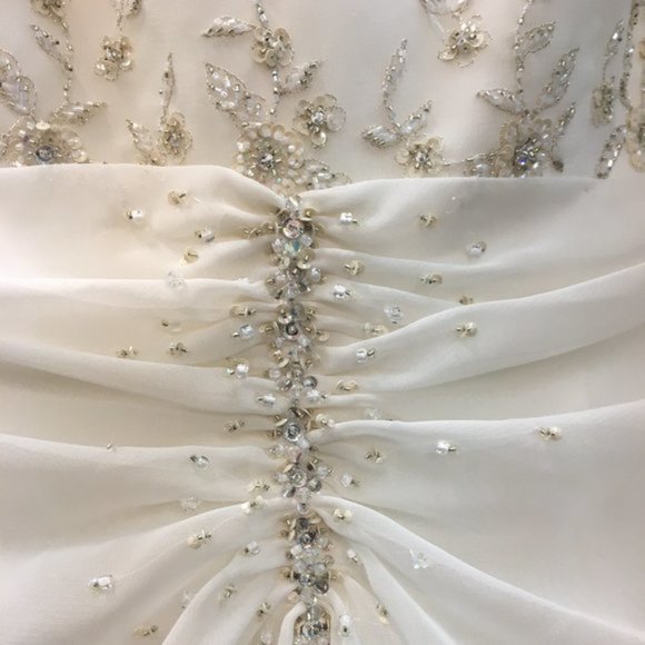 New Vintage Wedding Dress, Poet LONG SLEEVE Bell Aline Reg $3499 Size10 Rustic - Picture 2 of 15